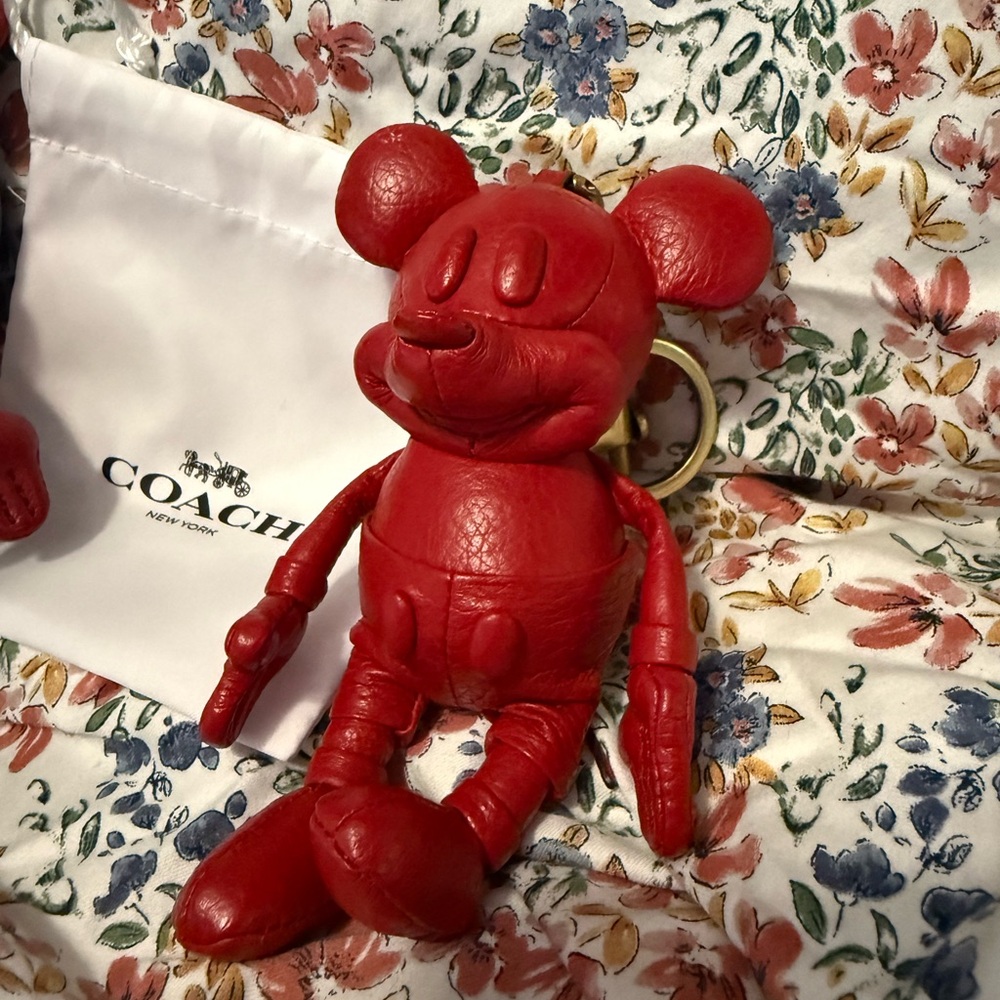 Coach Red Leather Mickey Mouse Charm